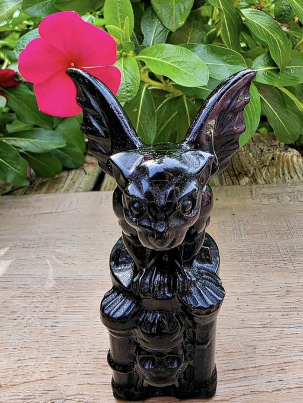 Black Obsidian Gargoyle Crystal Carving Black Decor